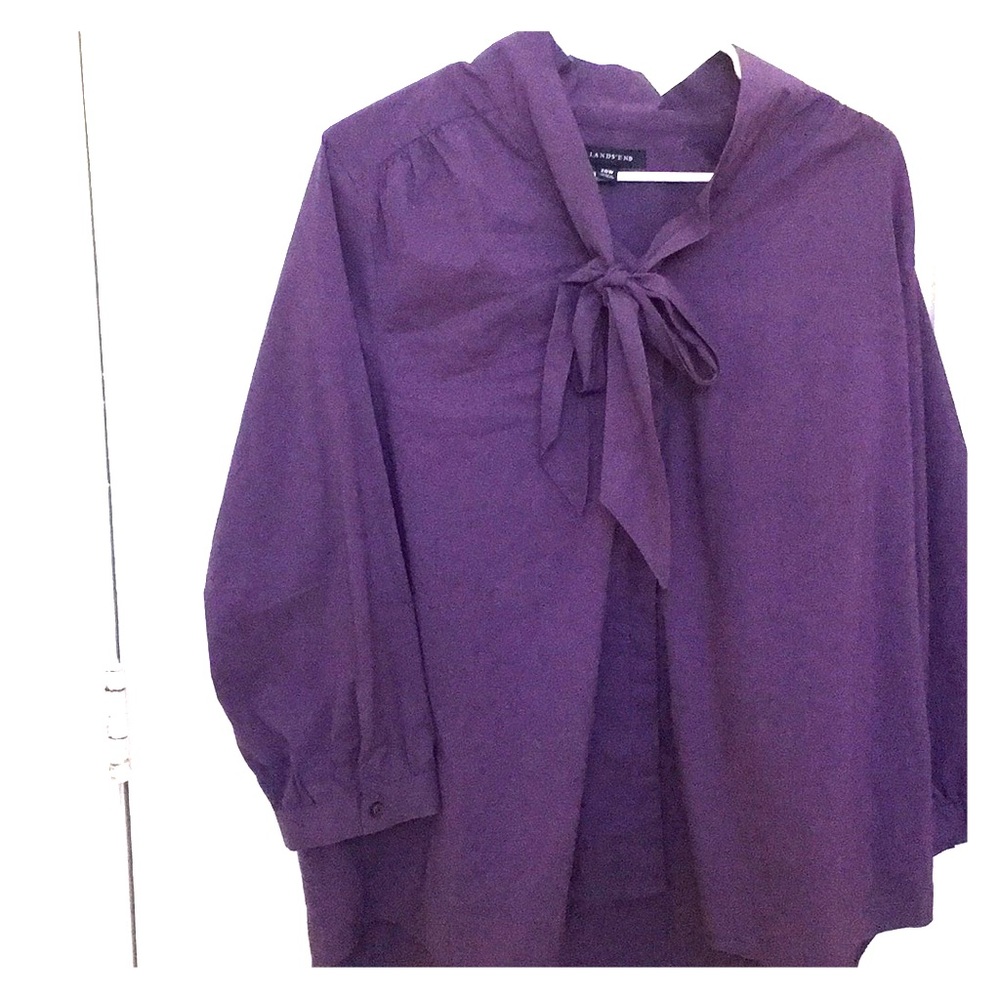 Lands’ End Purple Tie Neck Blouse 20W.